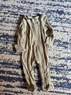 Caden Lane Olive Green Ribbed Footed One-Piece
